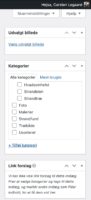 Højre margin værktøj – Udvalgt billede, kategorier og linkforslag