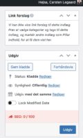 Højre margin værktøj – linkforslag og Udgiv